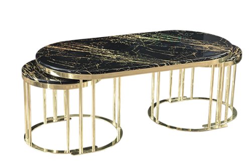 PION oval sofabord 2+1 (Gold/sort)
